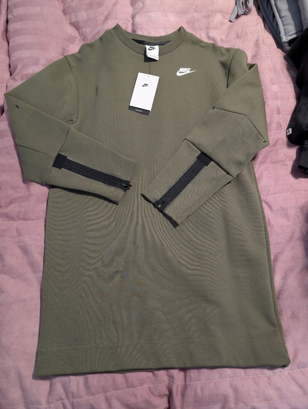 Nike Olive Green Crewneck Sweater Dress